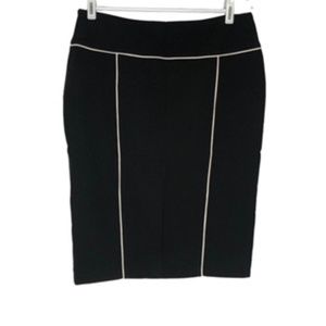 NWOT DStudio Black A-Line Skirt with White Piping Size 8